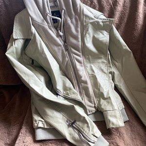 Women's Beige Bomber Jacket with Hoodie